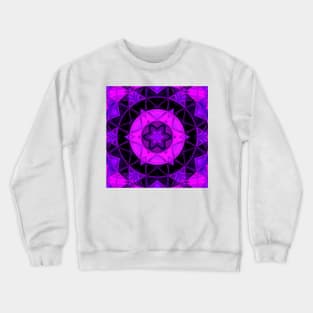 Mosaic Kaleidoscope Flower Black and Purple Crewneck Sweatshirt